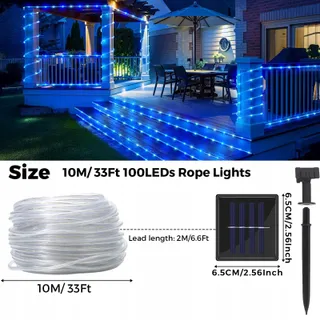 AOFONC Solar LED Lichtslang Buiten Waterdicht 10M 100 LED — miniatuur 6