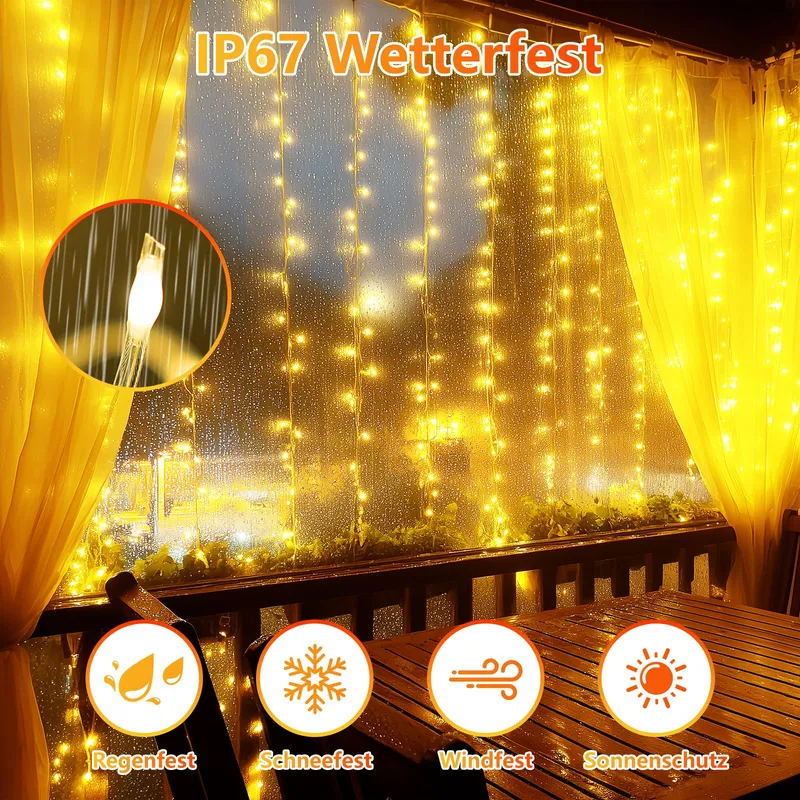 MA LED Lichtgordijn Afstandsbediening Dimbaar Waterdicht 3x3M 450 LED — foto 5