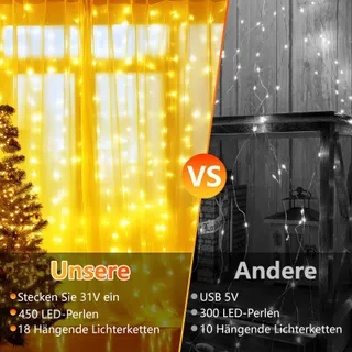 MA LED Lichtgordijn Afstandsbediening Dimbaar Waterdicht 3x3M 450 LED — miniatuur 3