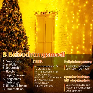 MA LED Lichtgordijn Afstandsbediening Dimbaar Waterdicht 3x3M 450 LED — miniatuur 2