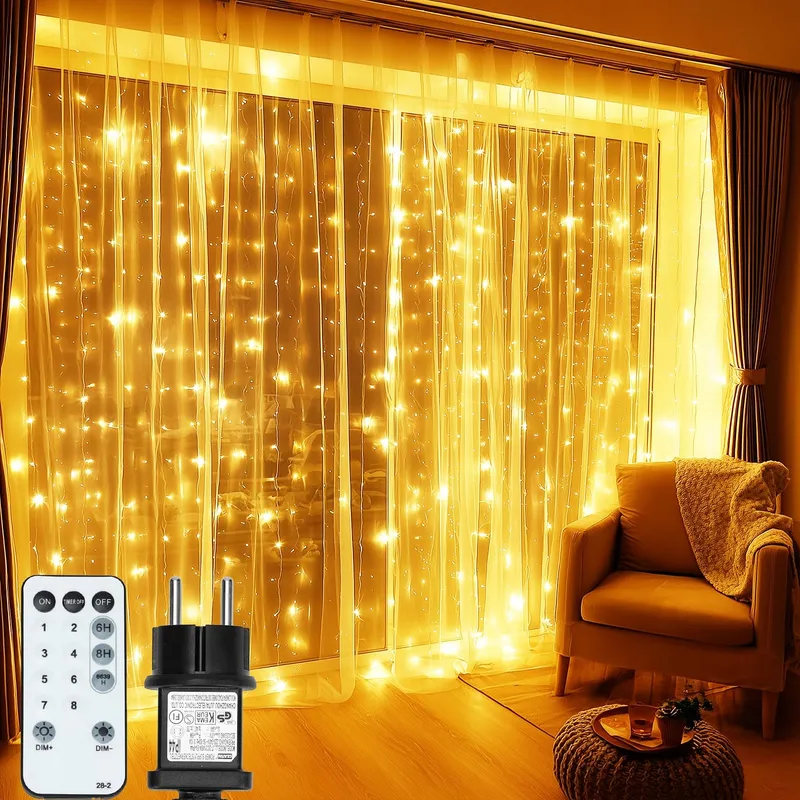 MA LED Lichtgordijn Afstandsbediening Dimbaar Waterdicht 3x3M 450 LED — foto 1