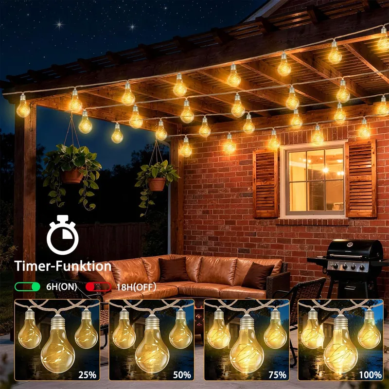 STARRYEVER Vintage LED Buitenlamp 15M Tuin Balkon Patio — foto 2