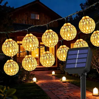 SON Marokkaanse Solar LED Bollen Lichtketting Buiten Waterdicht 7,5M 50 LED — miniatuur 1
