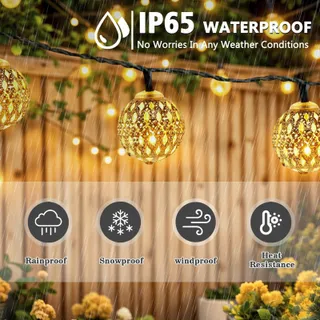 SON Marokkaanse Solar LED Bollen Lichtketting Buiten Waterdicht 7,5M 50 LED — miniatuur 4