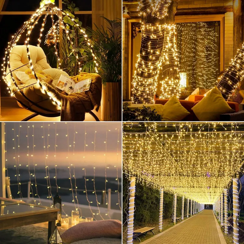 F LED Lichtsnoer Buiten Warm Wit Afstandsbediening Timer 8 Modi 24M 200 LED — foto 7