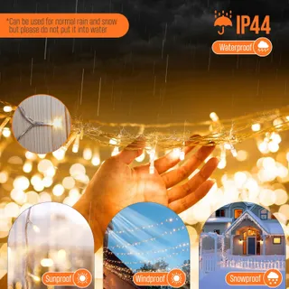 F LED Lichtsnoer Buiten Warm Wit Afstandsbediening Timer 8 Modi 24M 200 LED — miniatuur 4