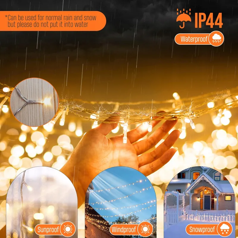 F LED Lichtsnoer Buiten Warm Wit Afstandsbediening Timer 8 Modi 24M 200 LED — foto 4