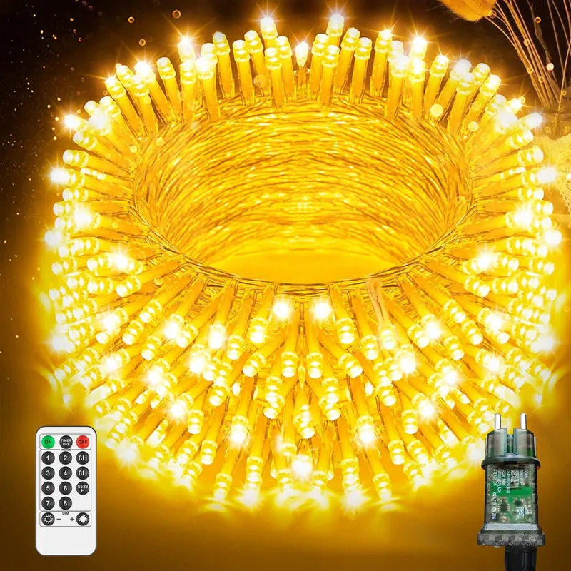 F LED Lichtsnoer Buiten Warm Wit Afstandsbediening Timer 8 Modi 24M 200 LED — foto 1