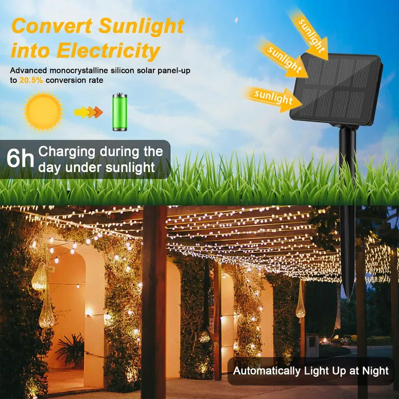 GCSTNN Solar Lichtketting Tuin Waterdicht 10M 100 LED IP65 — foto 2