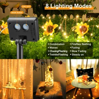 GCSTNN Solar Lichtketting Tuin Waterdicht 10M 100 LED IP65 — miniatuur 3