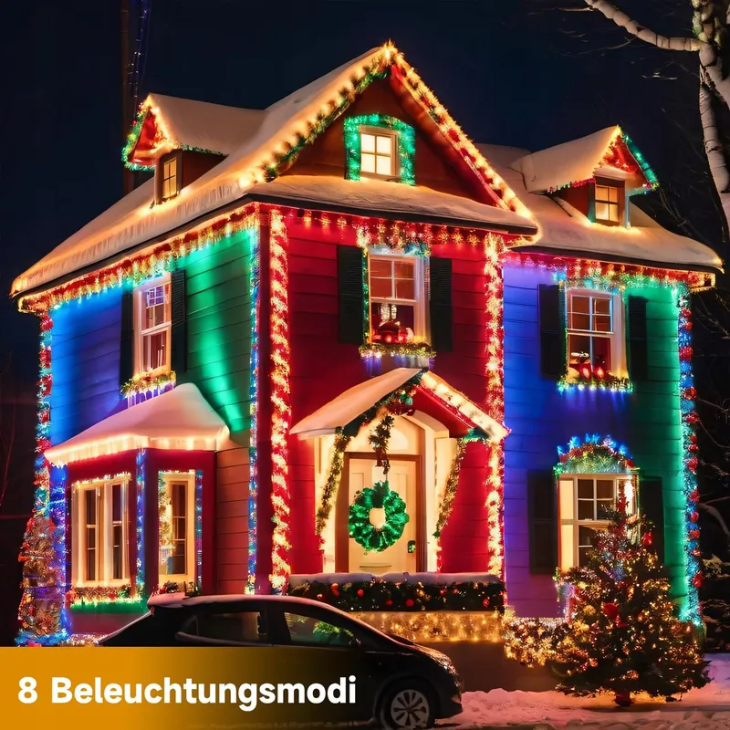 ELECTIG Solar LED Lichtsnoer Kleur Waterdicht 8 Modi 20M 200 LED IP65 — foto 6