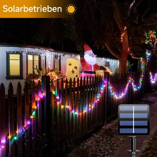 ELECTIG Solar LED Lichtsnoer Kleur Waterdicht 8 Modi 20M 200 LED IP65 — miniatuur 4