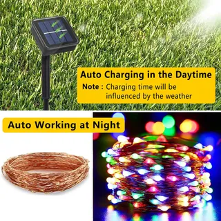 DIWUJI Solar Kerstverlichting Tuin Waterdicht 2x10M 2x100 LED — miniatuur 3