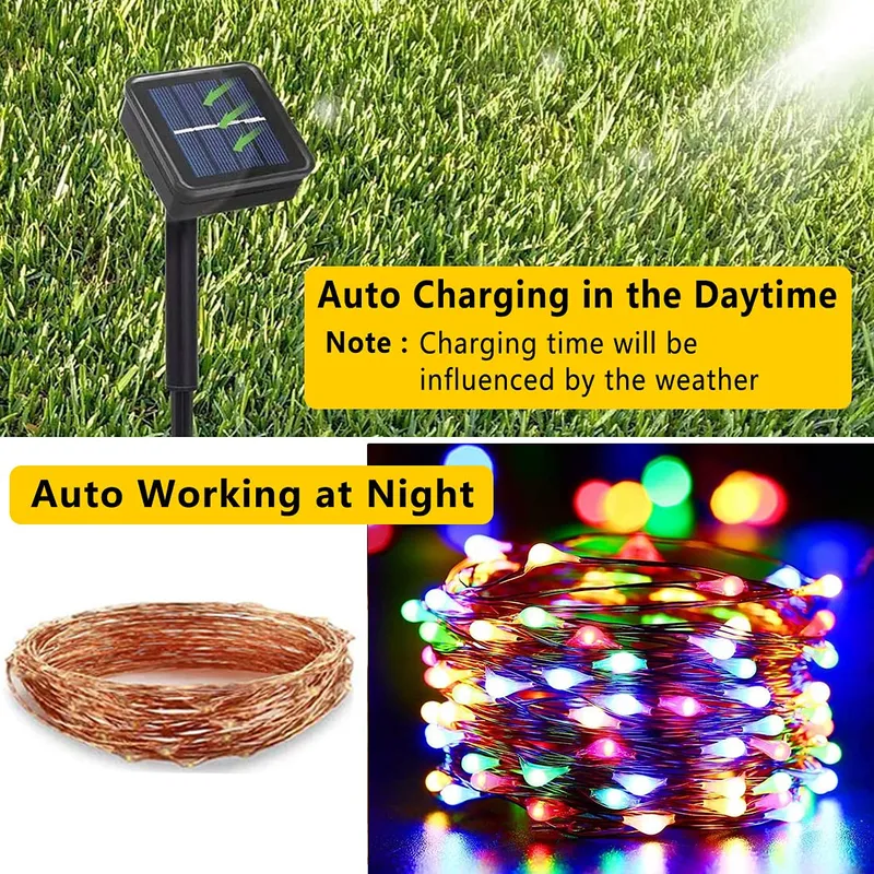 DIWUJI Solar Kerstverlichting Tuin Waterdicht 2x10M 2x100 LED — foto 3