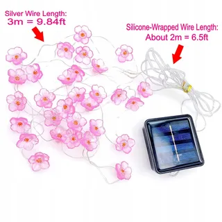 JZK Solar Tuinlamp Roze Bloemen Warmwit 3M LED — miniatuur 2