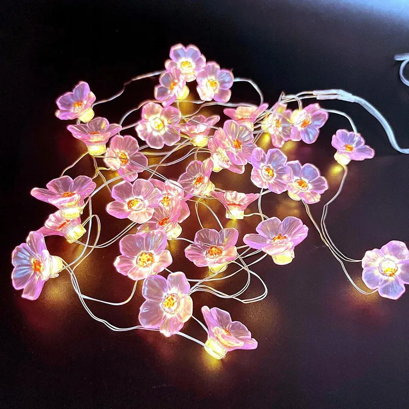 JZK Solar Tuinlamp Roze Bloemen Warmwit 3M LED — foto 7