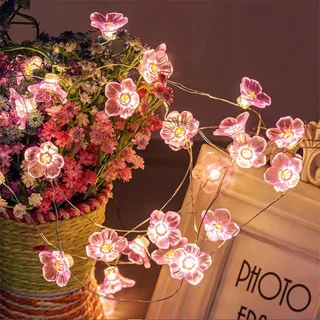 JZK Solar Tuinlamp Roze Bloemen Warmwit 3M LED — miniatuur 1