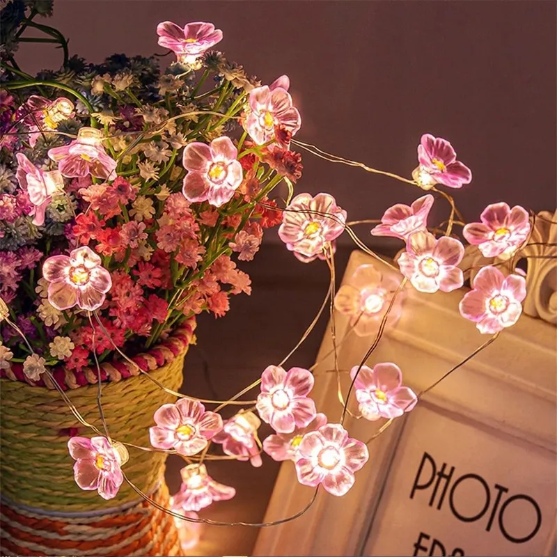 JZK Solar Tuinlamp Roze Bloemen Warmwit 3M LED — foto 1