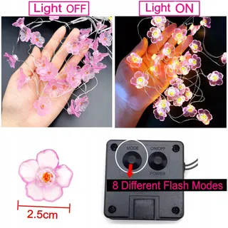 JZK Solar Tuinlamp Roze Bloemen Warmwit 3M LED — miniatuur 5