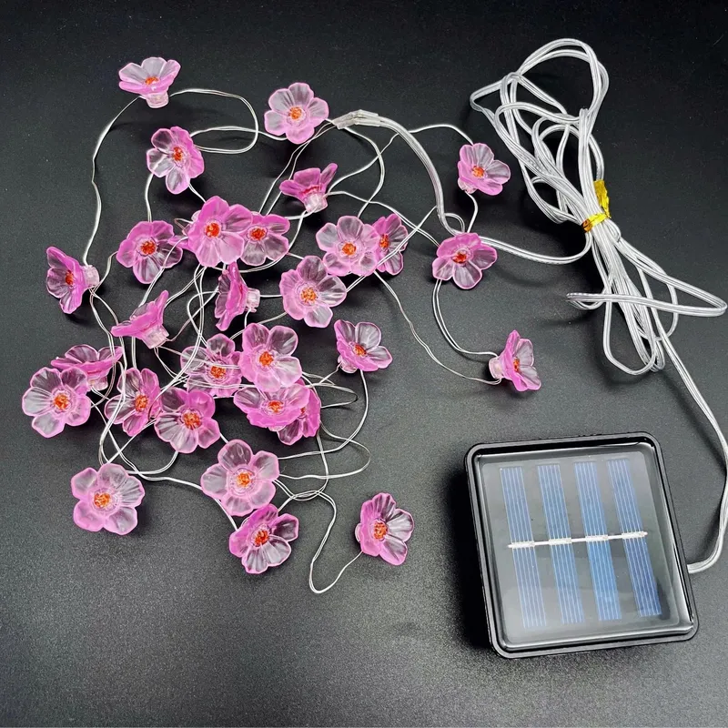 JZK Solar Tuinlamp Roze Bloemen Warmwit 3M LED — foto 6