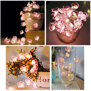 JZK Solar Tuinlamp Roze Bloemen Warmwit 3M LED — miniatuur 3