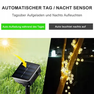NLNEY Solar LED Lichtsnoer 7M 50 LED Waterdicht Tuin Feest — miniatuur 4