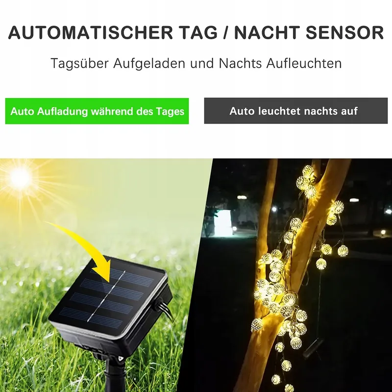NLNEY Solar LED Lichtsnoer 7M 50 LED Waterdicht Tuin Feest — foto 4