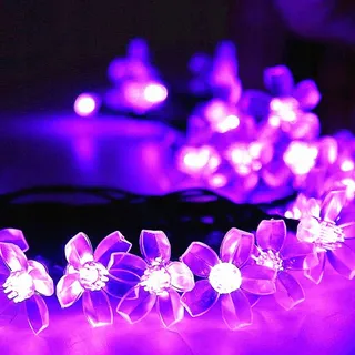KINGCOO Solar Bloemlampjes Waterdicht Tuin Paars 7M 50 LED — miniatuur 4