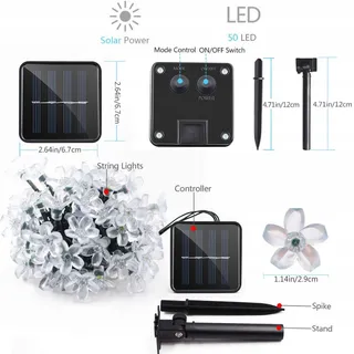 KINGCOO Solar Bloemlampjes Waterdicht Tuin Paars 7M 50 LED — miniatuur 9