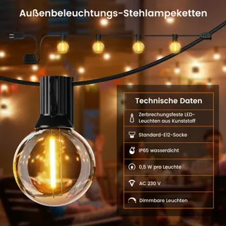 OHLUX Tuinverlichting 16m 26 LED G40 Warm Wit Waterdicht IP65 — miniatuur 3