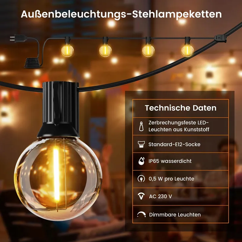 OHLUX Tuinverlichting 16m 26 LED G40 Warm Wit Waterdicht IP65 — foto 3