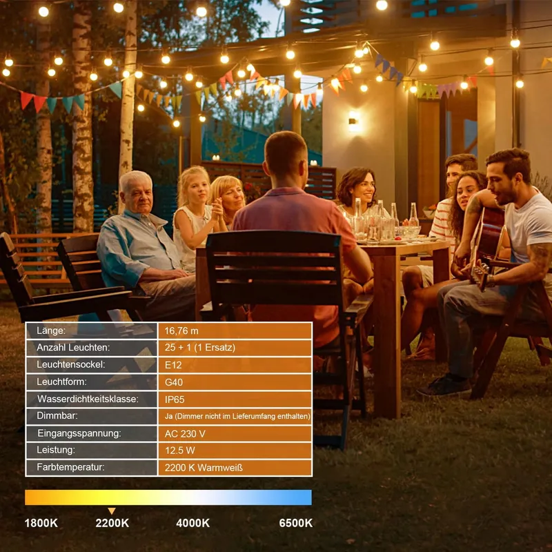 OHLUX Tuinverlichting 16m 26 LED G40 Warm Wit Waterdicht IP65 — foto 6