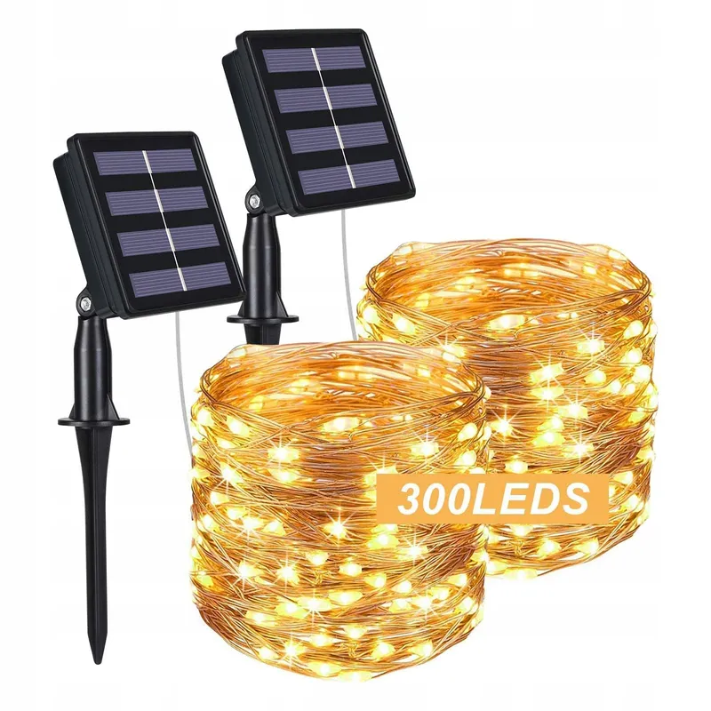 FLINTRONIC Solar Lichtsnoer 32M 300 LED 2x Set Tuin IP64 Waterdicht — foto 1