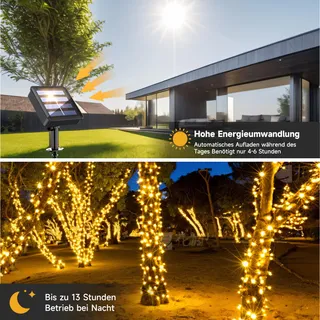ELECTIGHT Solar Lichtsnoer Buiten Warm Geel 2x20M 400 LED 8 Modi — miniatuur 5