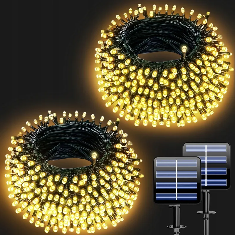 ELECTIGHT Solar Lichtsnoer Buiten Warm Geel 2x20M 400 LED 8 Modi — foto 1