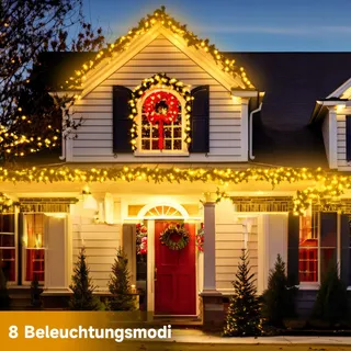 ELECTIGHT Solar Lichtsnoer Buiten Warm Geel 2x20M 400 LED 8 Modi — miniatuur 2