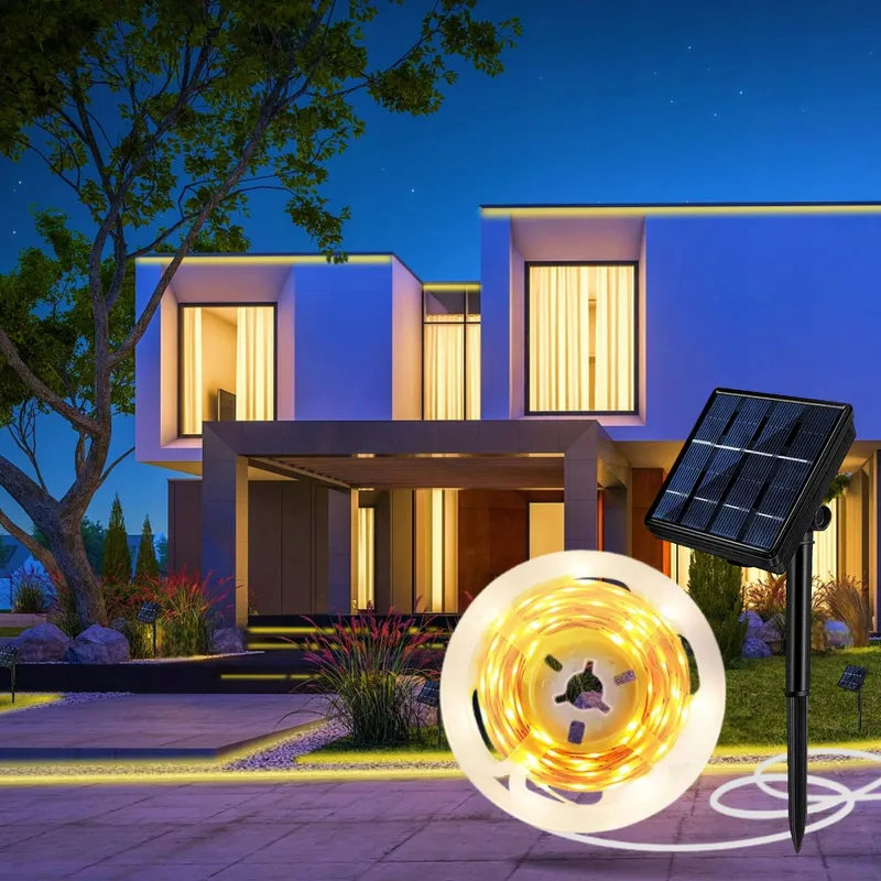 AITESUO Solar LED Strip 5m Warmwit 2700K IP65 Tuin Terras — foto 1