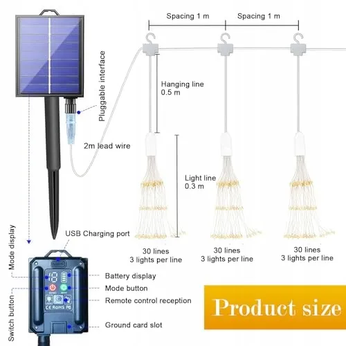 Solar LED Tuinlichtjes 360 LED IP65 Waterdicht Terras Balkon — foto 2