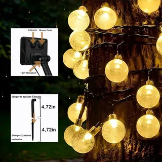 HQYNSS Solar LED Lichtsnoer Buiten 22M 100 LED IP65 Waterdicht Tuin Party — miniatuur 6