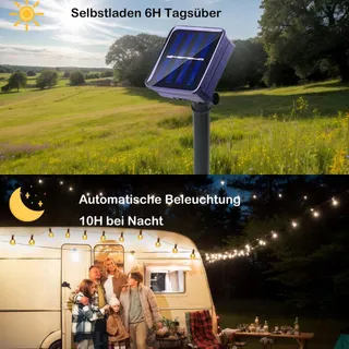 HQYNSS Solar LED Lichtsnoer Buiten 22M 100 LED IP65 Waterdicht Tuin Party — miniatuur 2