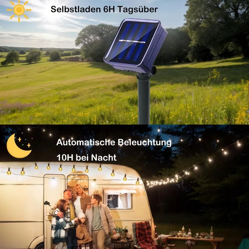HQYNSS Solar LED Lichtsnoer Buiten 22M 100 LED IP65 Waterdicht Tuin Party — foto 2