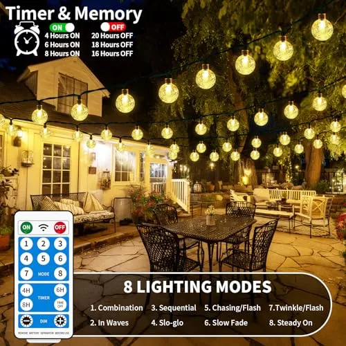 RJEDL Solarlamp 12M 60LED Waterdicht Tuin Terras Balkon — foto 3