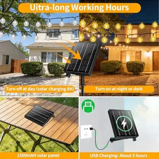 RJEDL Solarlamp 12M 60LED Waterdicht Tuin Terras Balkon — miniatuur 5