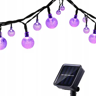 TUOKAY Solar Lichtsnoer Waterdicht Paars Tuin Balkon 6,5m 30 LED — miniatuur 1