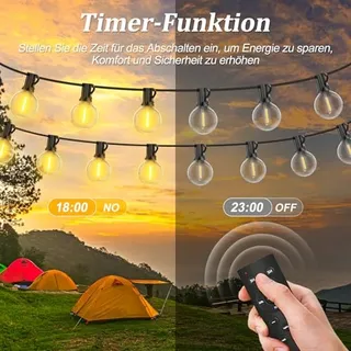 WARLISOU LED Lichtslinger Buiten Dimbaar Warmwit 30M Afstandsbediening — miniatuur 3