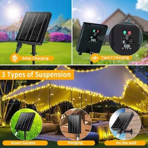 Solar Lichtketting Buiten Waterdicht Warmwit 8 Standen 53m 500 LED — foto 4