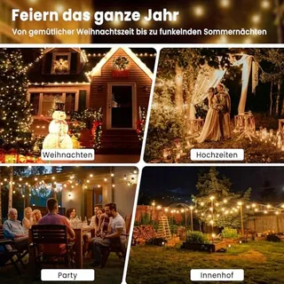 LONIUTO LED Lichtketting 30M 52 Lampen G40 E12 IP45 Warm Wit — miniatuur 7