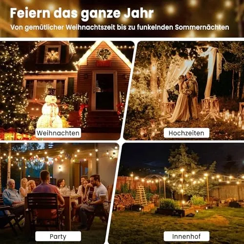 LONIUTO LED Lichtketting 30M 52 Lampen G40 E12 IP45 Warm Wit — foto 7