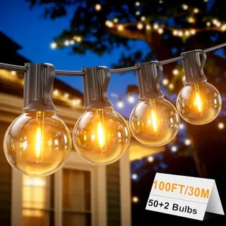 LONIUTO LED Lichtketting 30M 52 Lampen G40 E12 IP45 Warm Wit