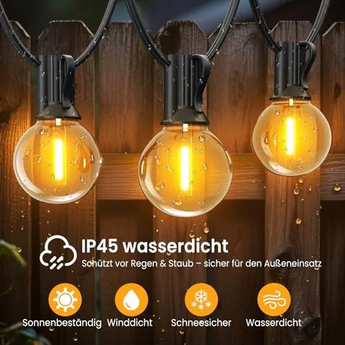 LONIUTO LED Lichtketting 30M 52 Lampen G40 E12 IP45 Warm Wit — foto 3